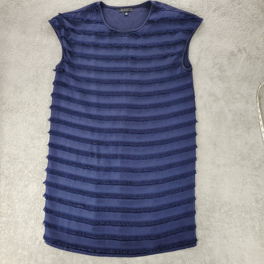 Eloquii Shift Dress Navy Blue Fringe Women's 14/16
